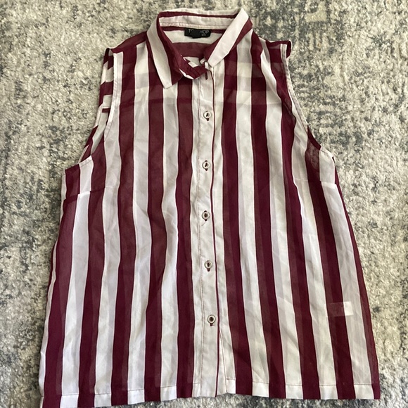 *MOVING SALE* Collared striped sheer tank blouse - Picture 1 of 4